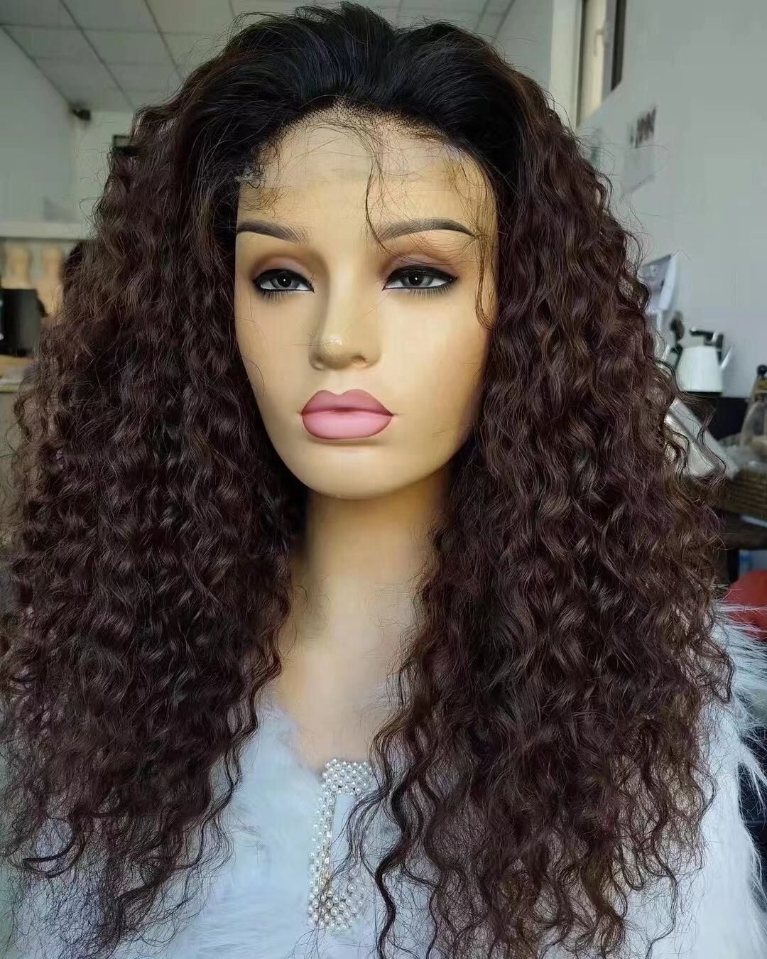 New Product Ombre Brown Real hair wigs Hot selling water wave wigs real human hair Top quality hair wigs brazilian