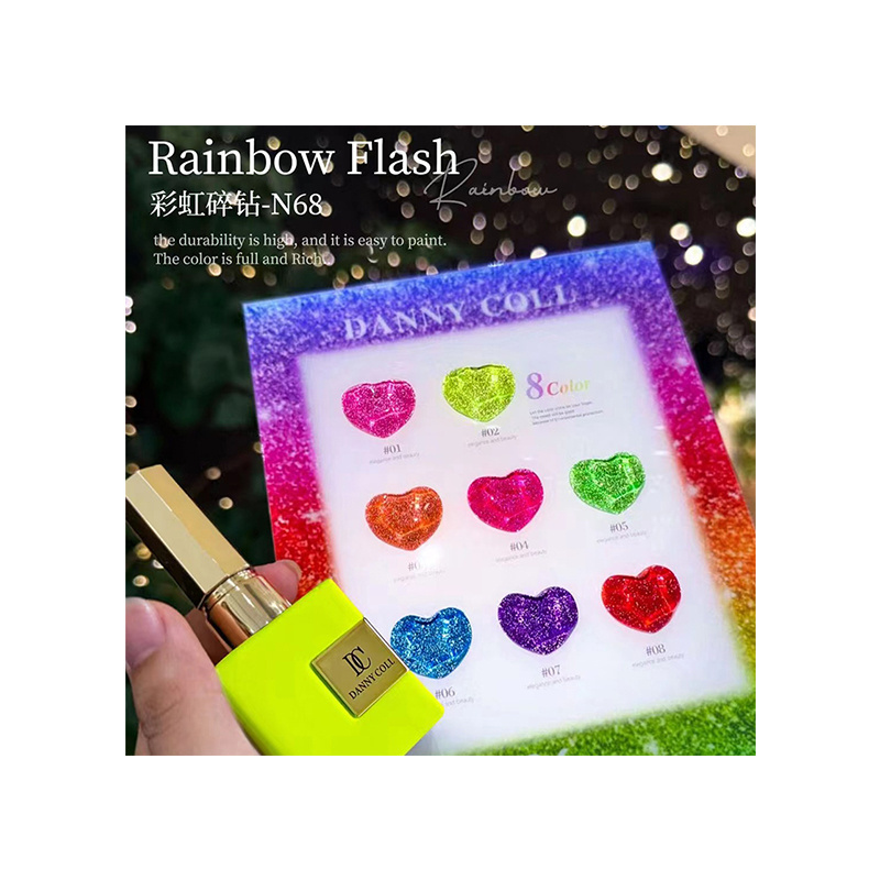 High Quality Super Flash Rainbow Nail Art Glue 15ml Broken Diamond Gel Polish for Display Board and Nail Art Suit