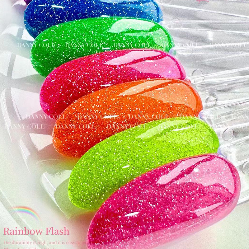 High Quality Super Flash Rainbow Nail Art Glue 15ml Broken Diamond Gel Polish for Display Board and Nail Art Suit