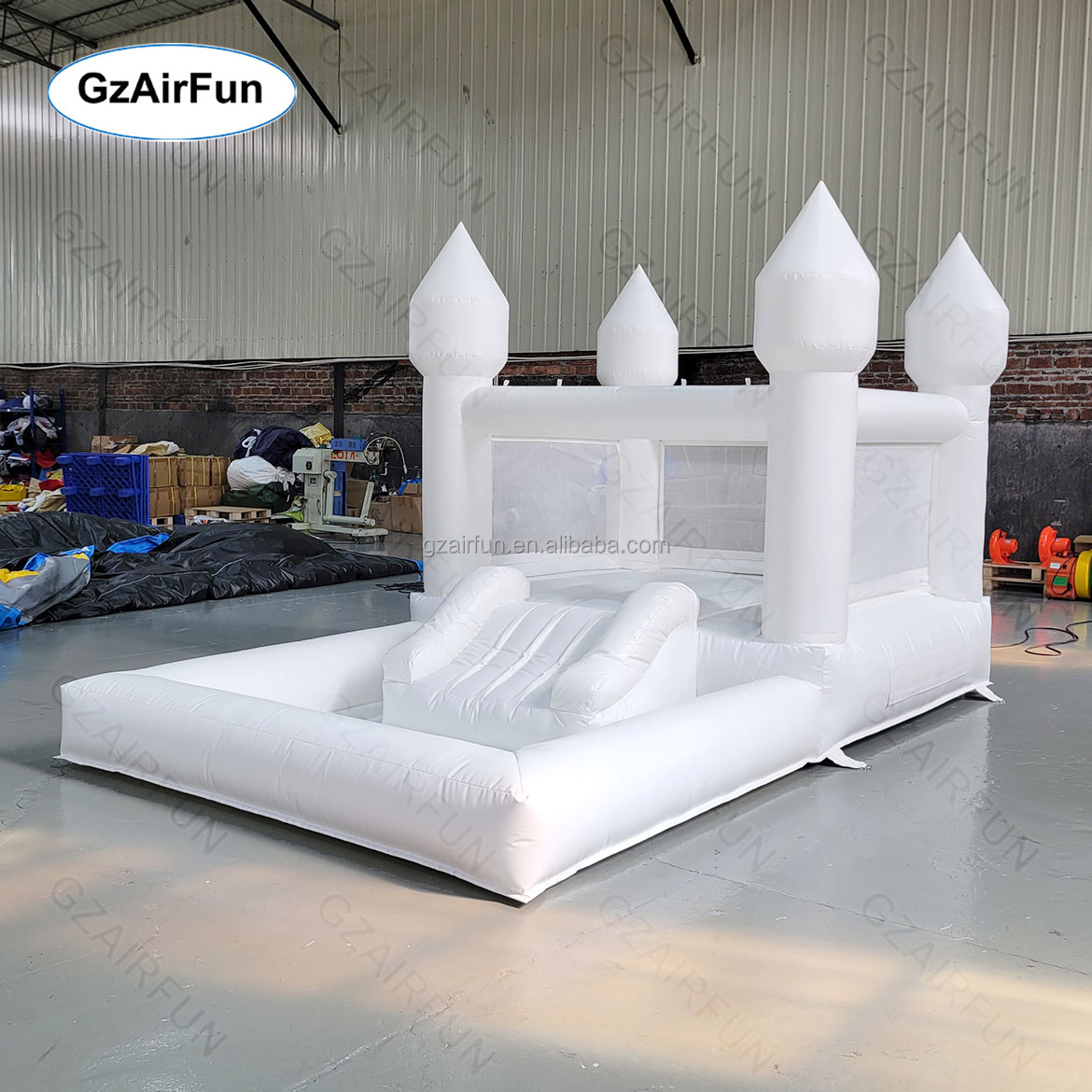 Soft play equipment party must-have style commercial grade pvc inflatable bounce house with ball pit castle slide ball pool