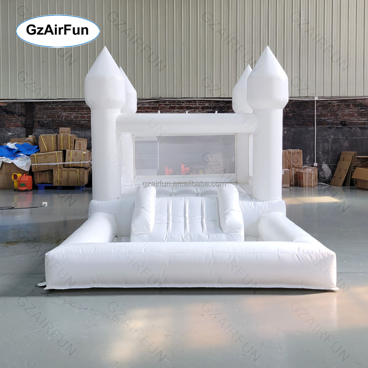 Soft play equipment party must-have style commercial grade pvc inflatable bounce house with ball pit castle slide ball pool