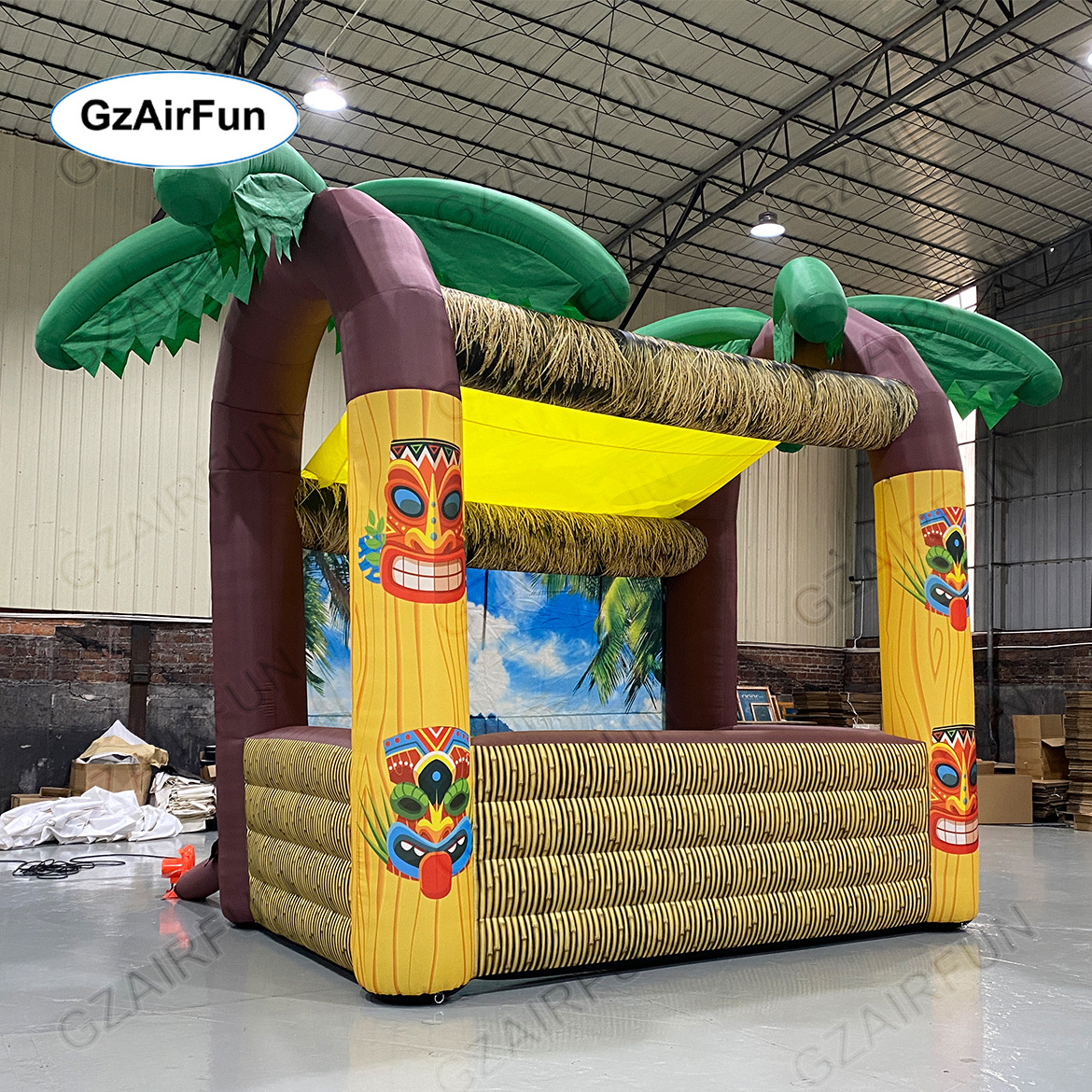 Factory custom commercial Portable Inflatable Tiki Hut Bar Display Bar Inflatable Booth Bar