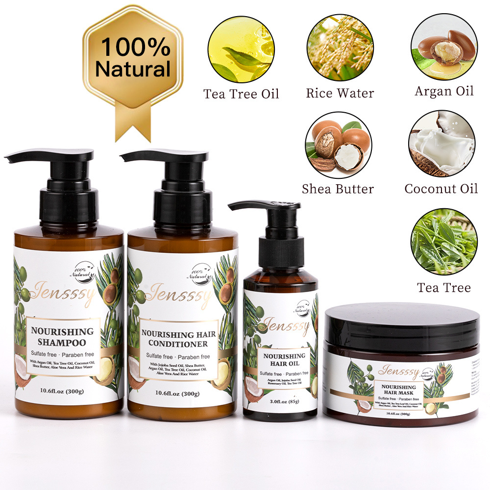 anti-hair loss Repairing private label biotin argan oil custom hair growth oil treatment shampoo 100% natural hair care set