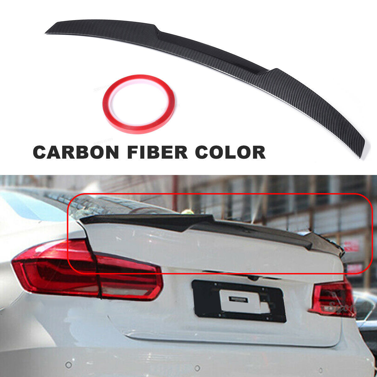 M4 Style Rear Trunk Spoiler Wing Boot Lip ABS Carbon Look For BMW F30 3 Series 4-Door Sedan 2012-2018 & F80 M3 Sedan 2014-2019