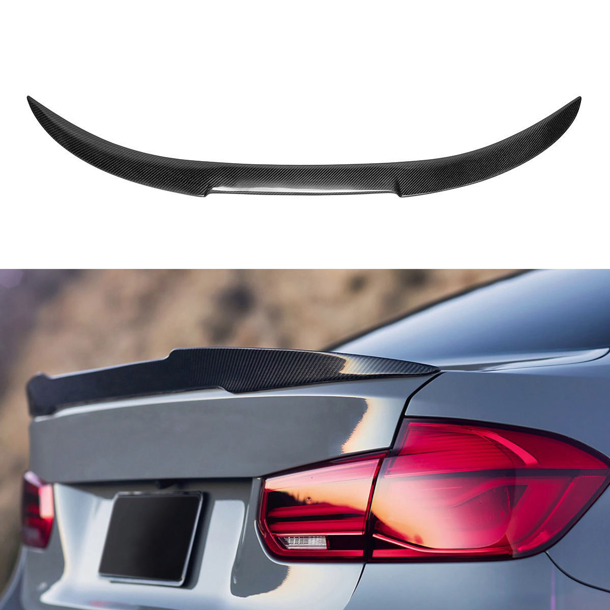 M4 Style Rear Trunk Spoiler Wing Boot Lip ABS Carbon Look For BMW F30 3 Series 4-Door Sedan 2012-2018 & F80 M3 Sedan 2014-2019