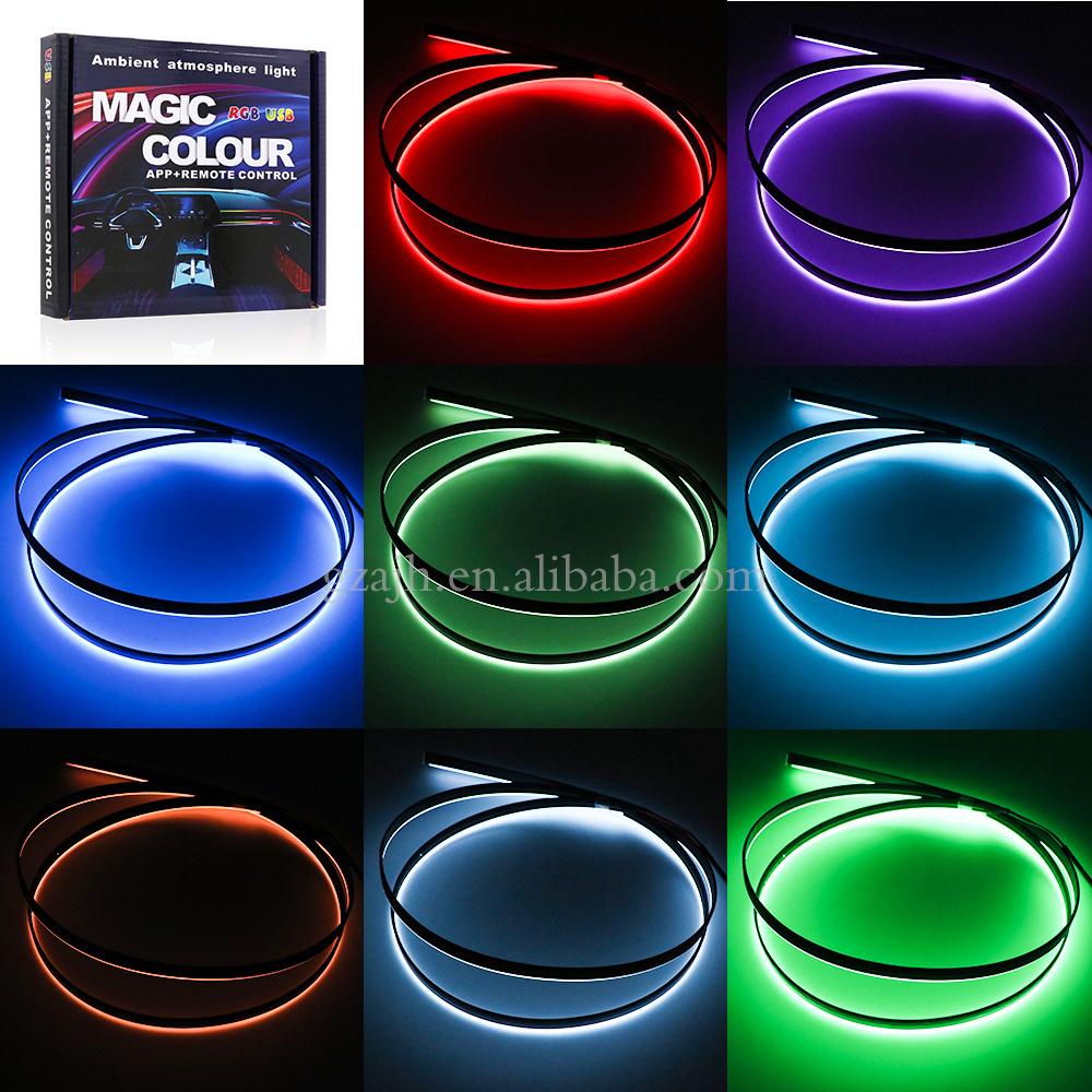 1 PCS RGB Atmosphere LED Strip Light Plug & Play USB Plug Color Changing Acrylic Fiber LED Ambient Light For Car Interior Light