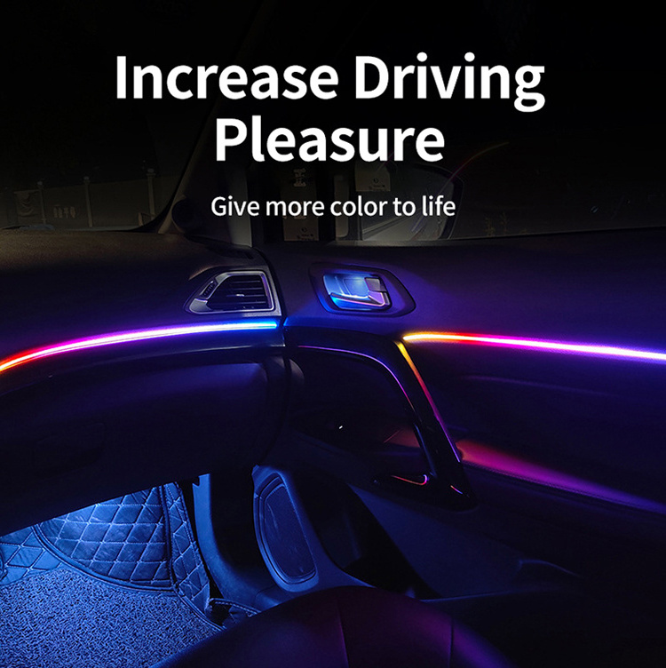 1 PCS RGB Atmosphere LED Strip Light Plug & Play USB Plug Color Changing Acrylic Fiber LED Ambient Light For Car Interior Light