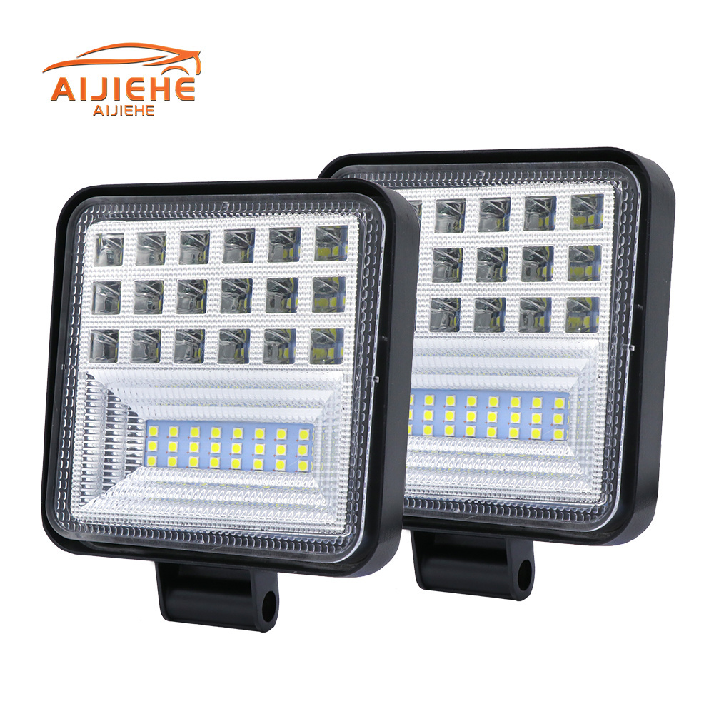 4 inch square 126W work light 3030 chip car LED work light 42 leds 12V 24V 6000K for off-road truck marine ATV