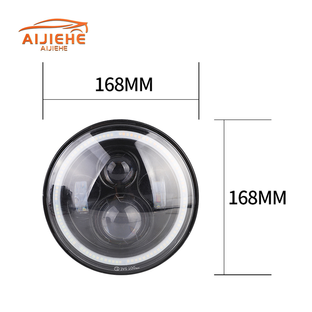 High Power 90W 7Inch round headlights led Jeeps Light Waterproof Round Led High Low Beam With Angel Eyes Driving Light