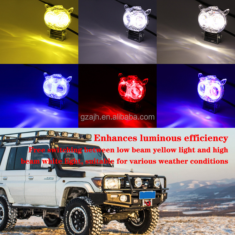 RGB new design owl fog lights for motorcycle brightest led headlight small led driving lights for motorcycle