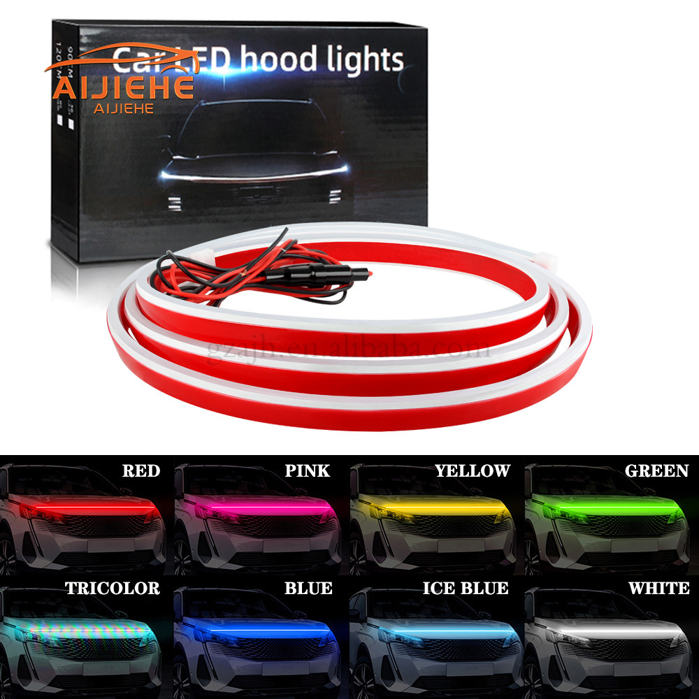 1.2M 1.5M 1.8M Car Hood Flexible Led Strip Light Daytime Running Lights Decoration Backlight Long Auto Atmospere Lamp Universal