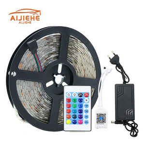 wellshow LED Strip Lights 5M Color Changing RGB LED Strip 24-Key Remote App Controlled LED Lights 24V for display