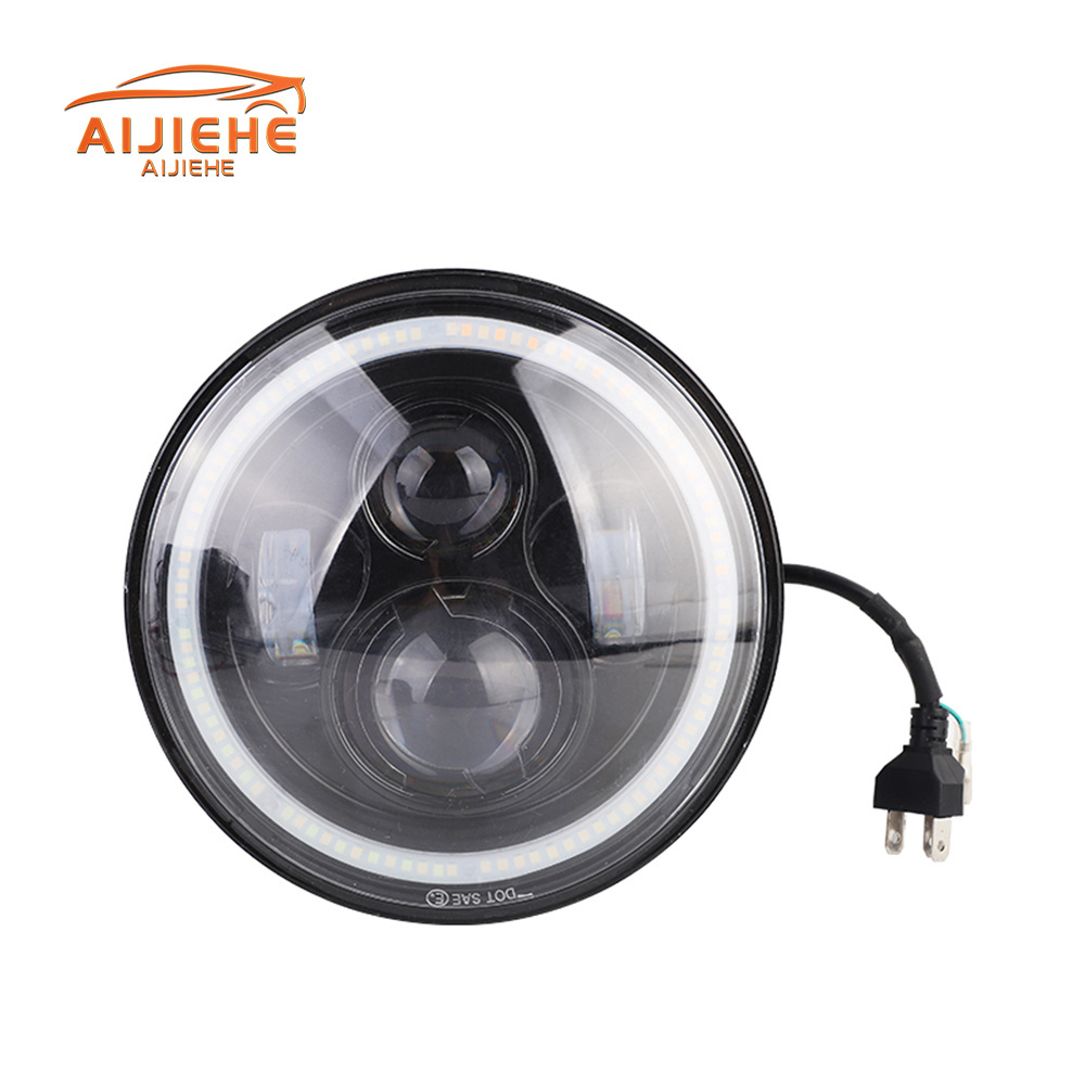 High Power 90W 7Inch round headlights led Jeeps Light Waterproof Round Led High Low Beam With Angel Eyes Driving Light