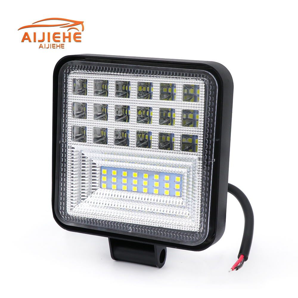 4 inch square 126W work light 3030 chip car LED work light 42 leds 12V 24V 6000K for off-road truck marine ATV