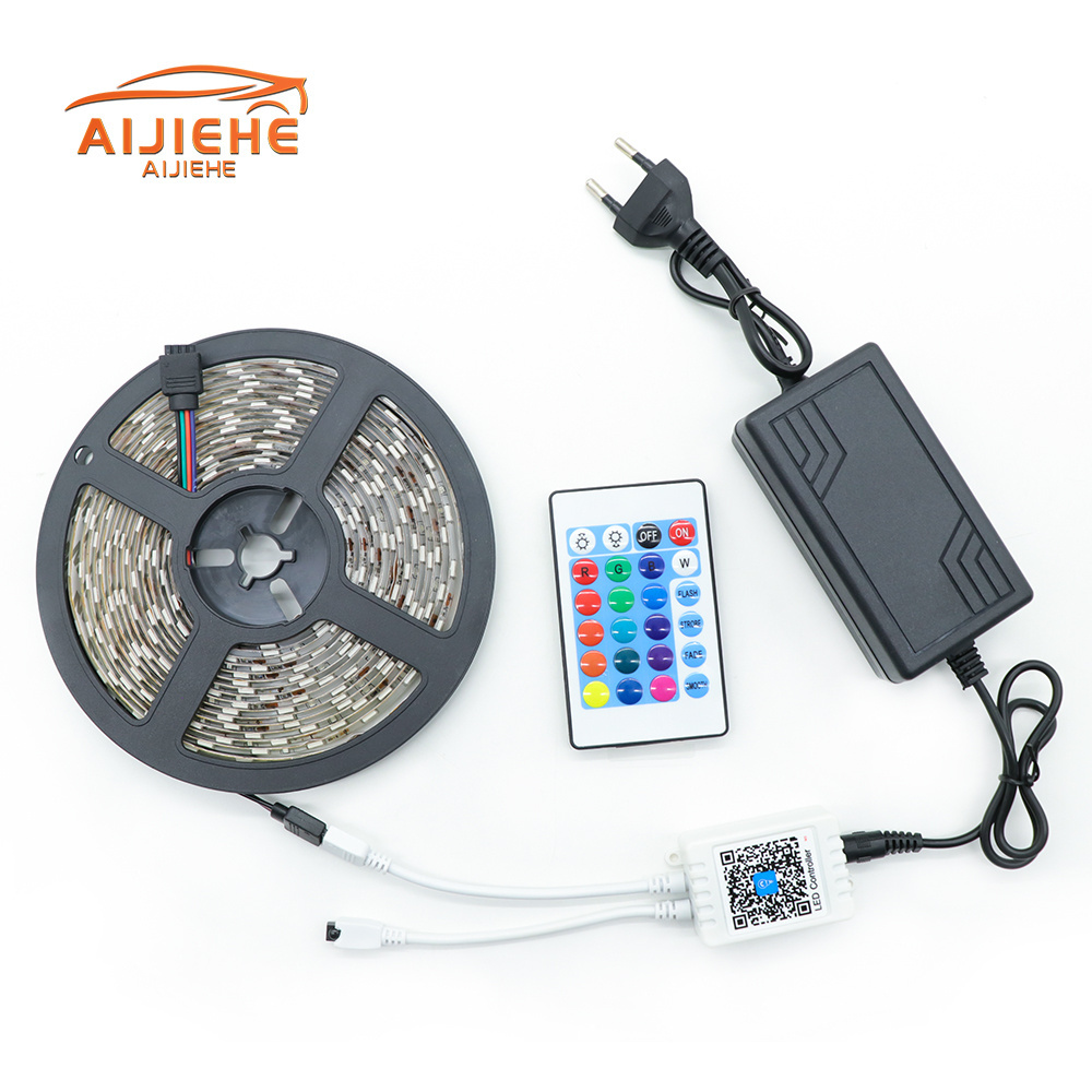 wellshow LED Strip Lights 5M Color Changing RGB LED Strip 24-Key Remote App Controlled LED Lights 24V for display