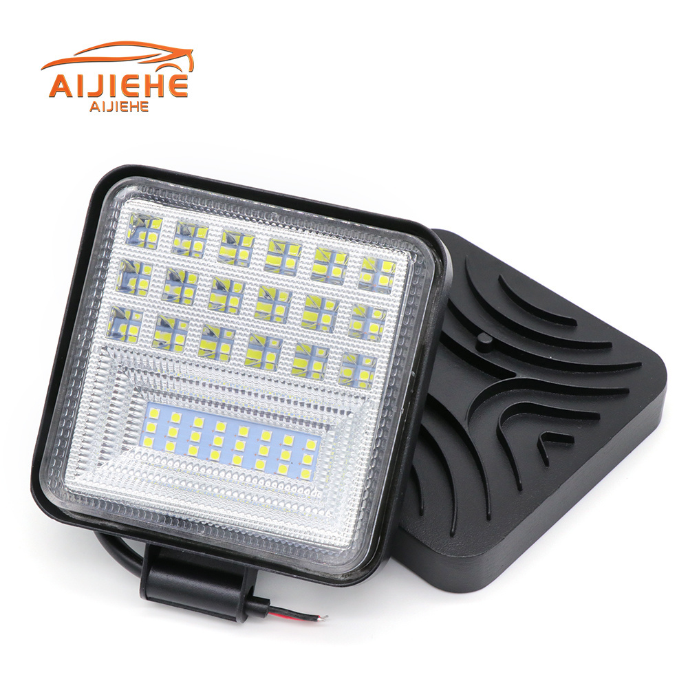 4 inch square 126W work light 3030 chip car LED work light 42 leds 12V 24V 6000K for off-road truck marine ATV