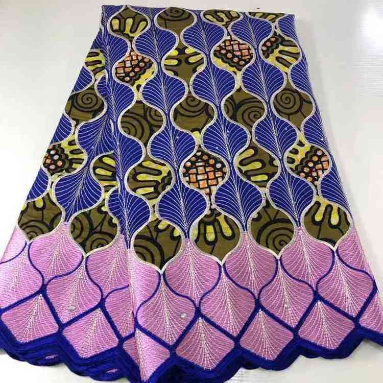 100% Cotton Lace with Wax Prints ,High Quality Cotton Lace with Stones and Ankara Prints GS1164