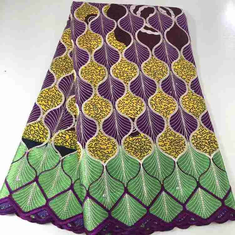 100% Cotton Lace with Wax Prints ,High Quality Cotton Lace with Stones and Ankara Prints GS1164