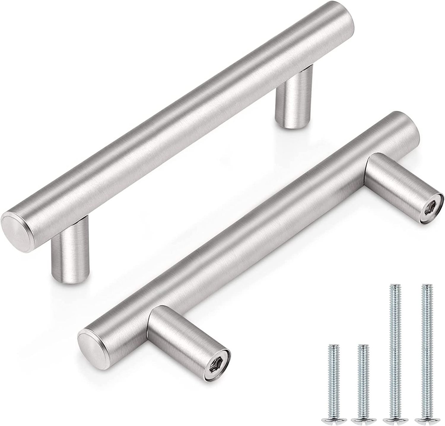 RHETECH Simple Kitchen Cabinet Hardware T-shaped Drawer Pulls Furniture Round Tube Hollow 201 Stainless Steel Cabinet Handles