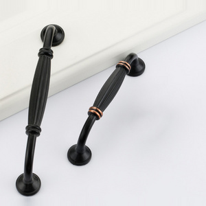 RHETECH Vintage Solid Brass Pull Handles Concise Style Drawer Hardware Pulls High Quality Black Nickel Cabinet Handles