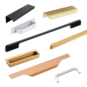 Modern Aluminum Profile Silver Aluminum Alloy Kitchen Cabinet Hardware Drawer Handle Aluminum Handle