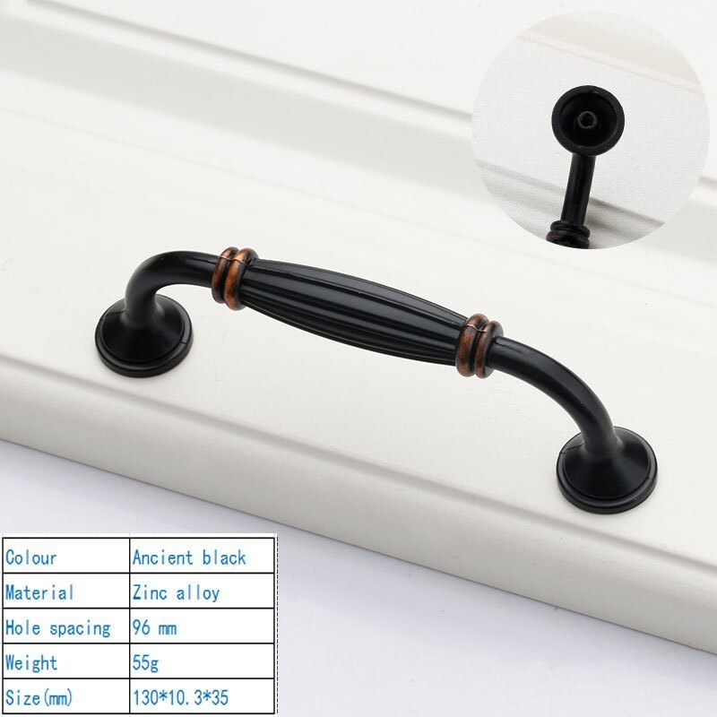 RHETECH Vintage Solid Brass Pull Handles Concise Style Drawer Hardware Pulls High Quality Black Nickel Cabinet Handles