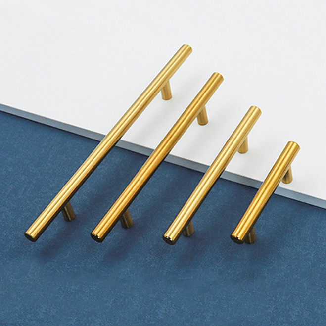 RHETECH Powerful Supplier Furniture Hardware Brushed Gold Stainless Steel Handles Cabinet Cupboard Drawer Handles