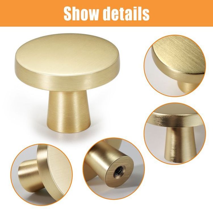 RHETECH Round Shape Drawer Pull Handle Gold Handles For Cabinets Kitchen Cabinet Knobs Gold Brass Drawer Pulls