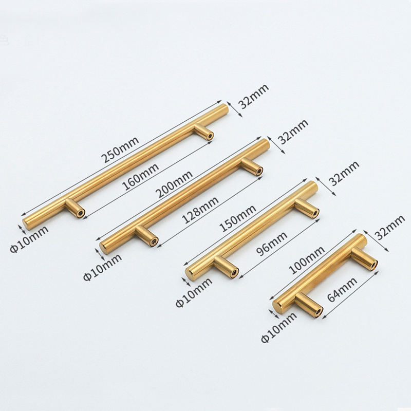 RHETECH Powerful Supplier Furniture Hardware Brushed Gold Stainless Steel Handles Cabinet Cupboard Drawer Handles