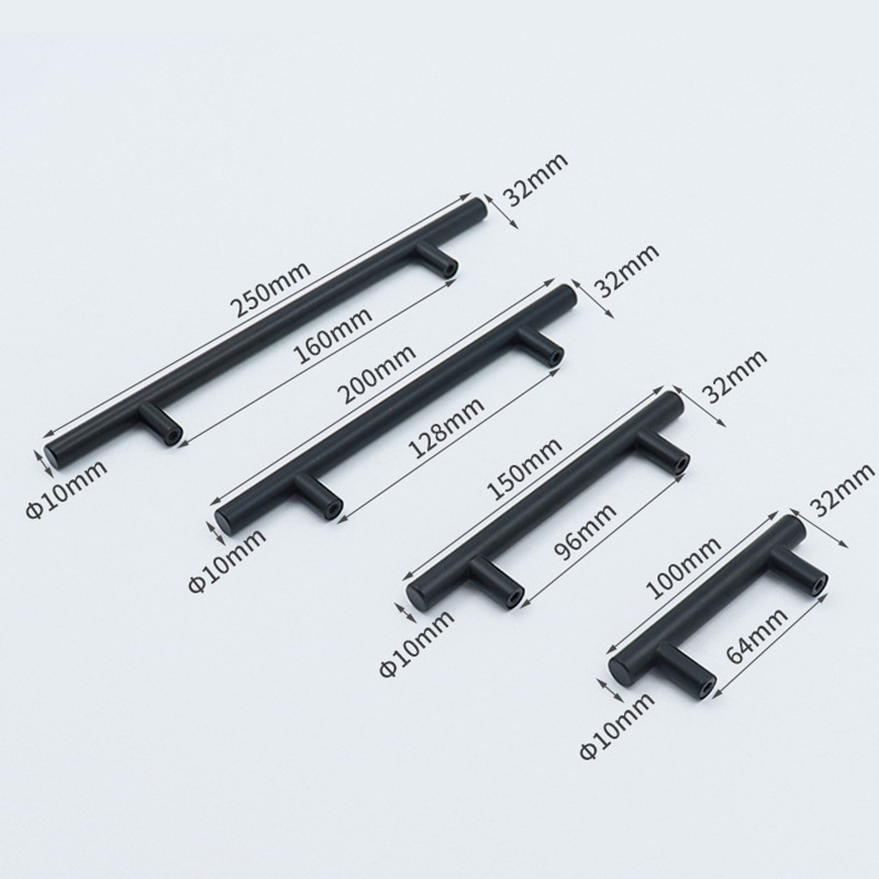 RHETECH CUSTOM Size Stainless Steel 150mm Kitchen Cabinet Hardware Pulls Black Drawer Handles And Pulls