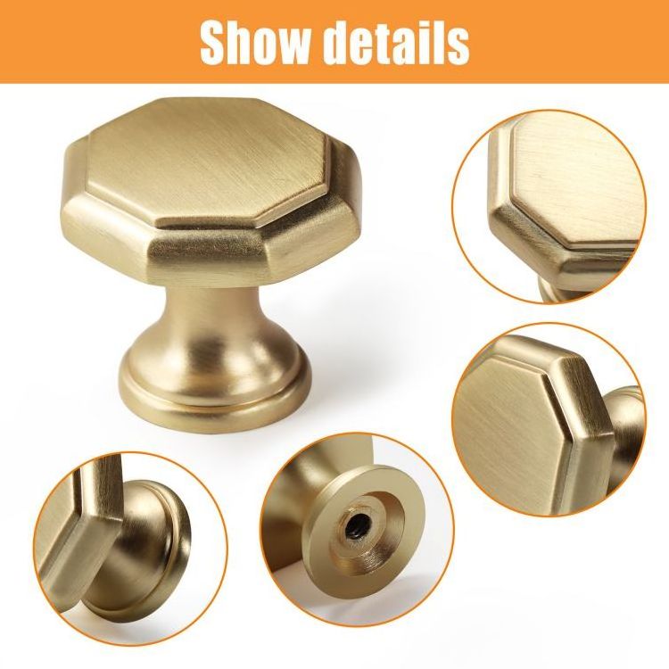 RHETECH Linsont New Style Luxury Single Hole Brushed Bronze Brass Handle Dresser Drawer Pulls Octagonal Knobs