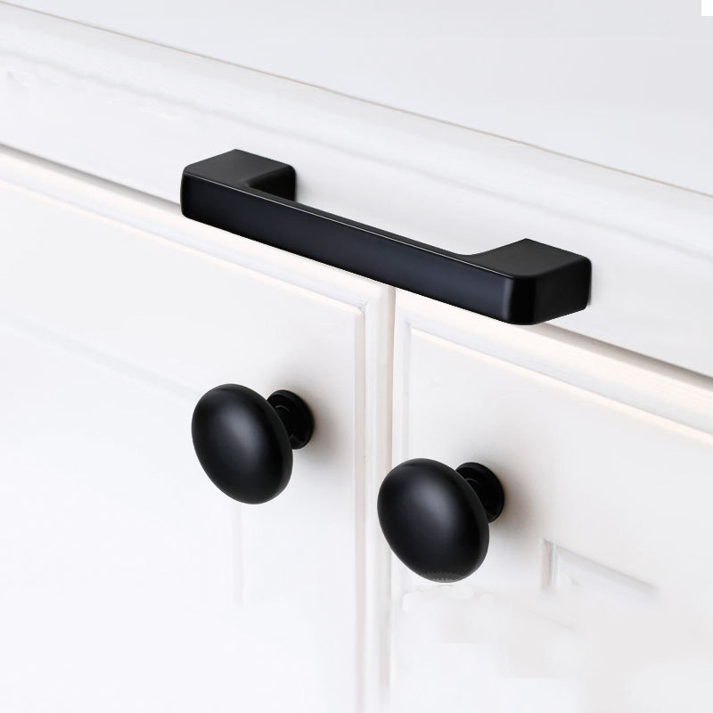 RHETECH Africa Hot Sale Style Black Metal Cabinet Knobs Drawer Pulls Simple Solid Round Shape Black Furniture Handles