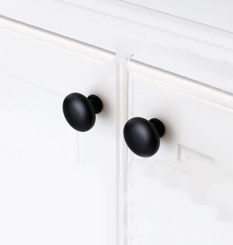 RHETECH Africa Hot Sale Style Black Metal Cabinet Knobs Drawer Pulls Simple Solid Round Shape Black Furniture Handles