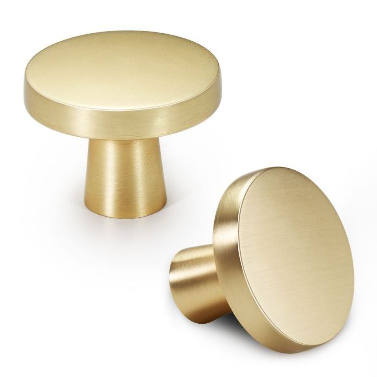 RHETECH Round Shape Drawer Pull Handle Gold Handles For Cabinets Kitchen Cabinet Knobs Gold Brass Drawer Pulls