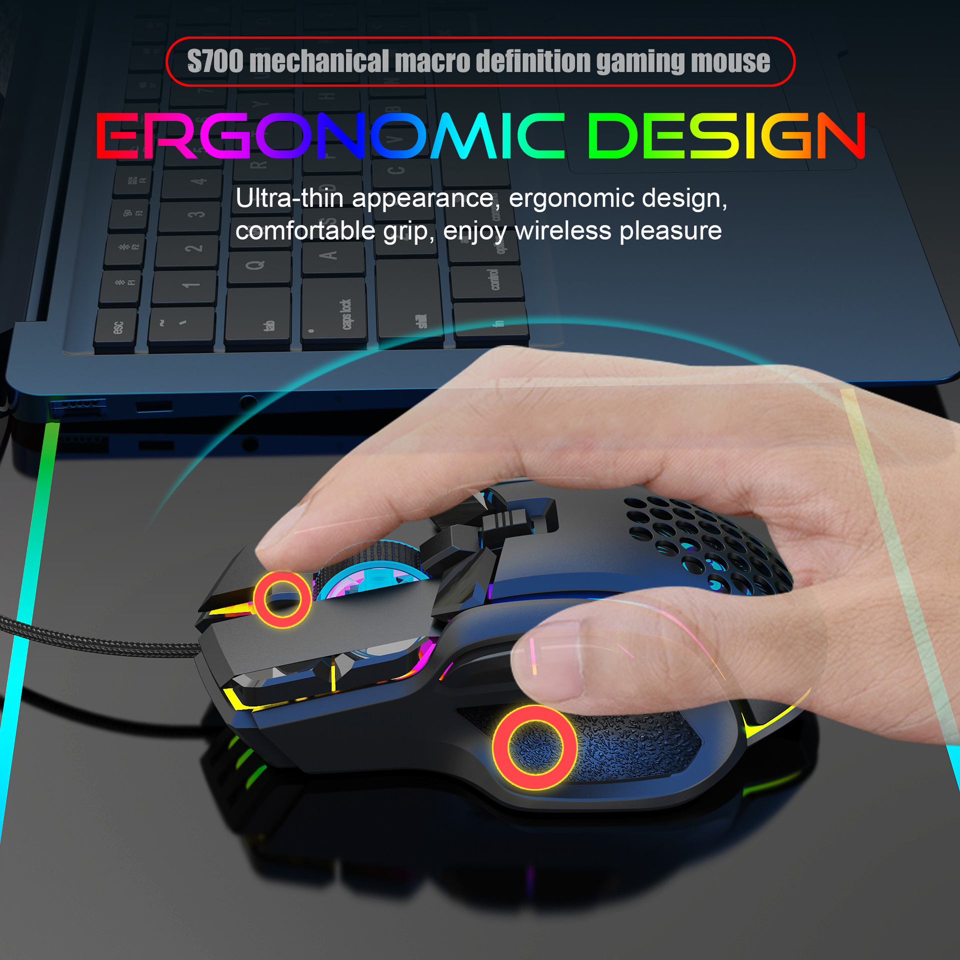 10-Button Wired Gaming Electronic Sports Mouse Macro Programming 13 RGB Light Modes 6-Block 12800DPI Factory in Stock