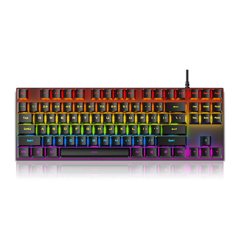 New popular T18 mechanical keyboard with 87 keys RGB glow competitive USB wired gaming keyboard