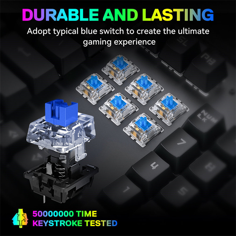 New popular T18 mechanical keyboard with 87 keys RGB glow competitive USB wired gaming keyboard