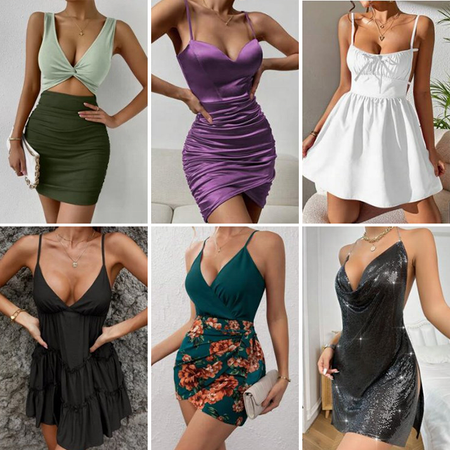 Sexy Club Wear Dresses Women Lady Elegant Bodycon Solid Color Cut Out Casual Dresses For Women