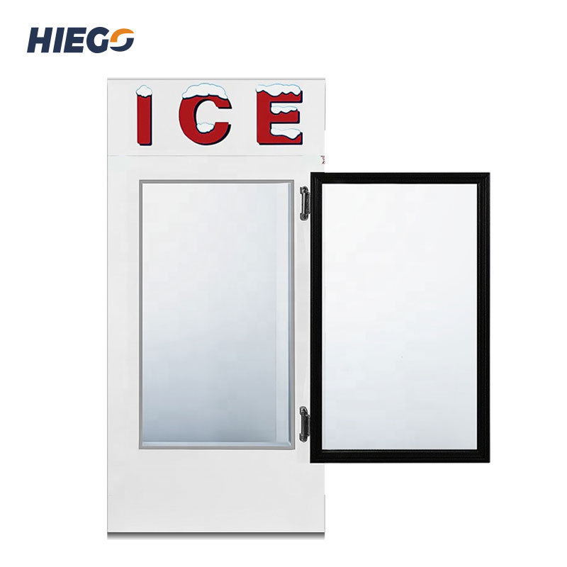 Single door outdoor bagged ice merchandise ice storage bin