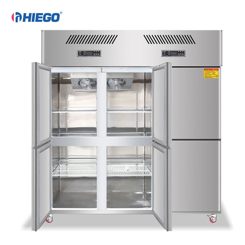 High performance New Style Supermarket Fresh Food 4 Door Stainless Steel Upright Commercial Refrigerators And Freezers