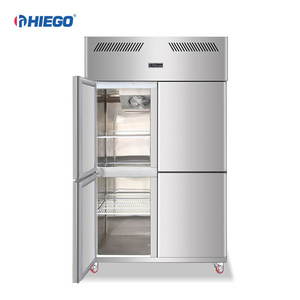 High performance New Style Supermarket Fresh Food 4 Door Stainless Steel Upright Commercial Refrigerators And Freezers