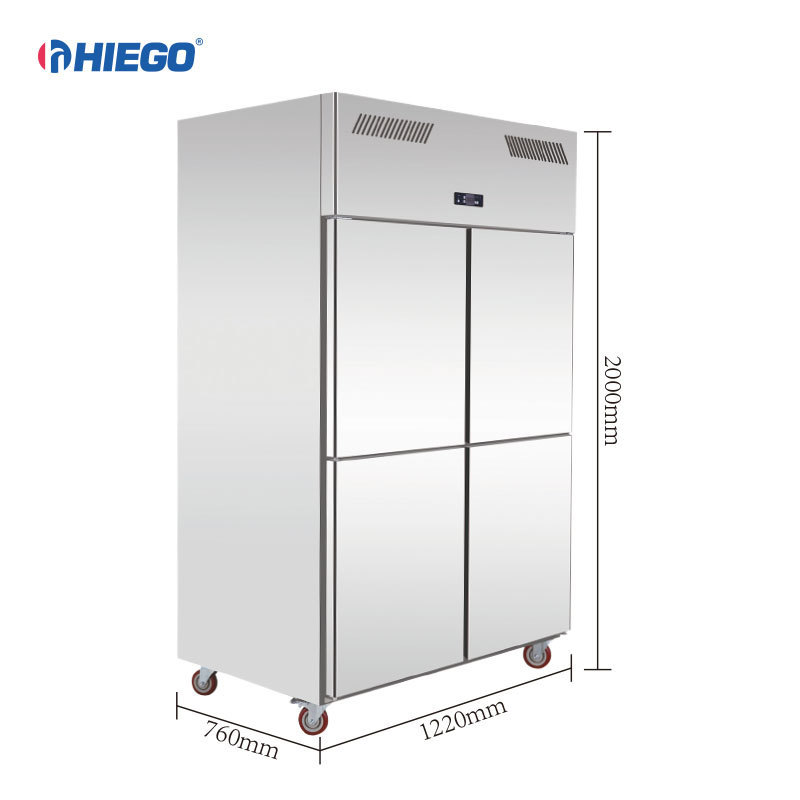 High performance New Style Supermarket Fresh Food 4 Door Stainless Steel Upright Commercial Refrigerators And Freezers