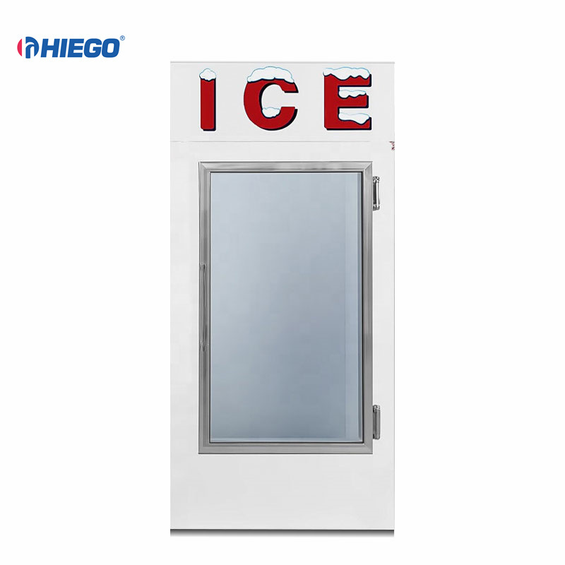 Door Ice Storage Merchandiser Bags Ice Freezer Cabinet Single Glass Wheel / Stainless Steel Leg Freezers,display Cooler 300L CE