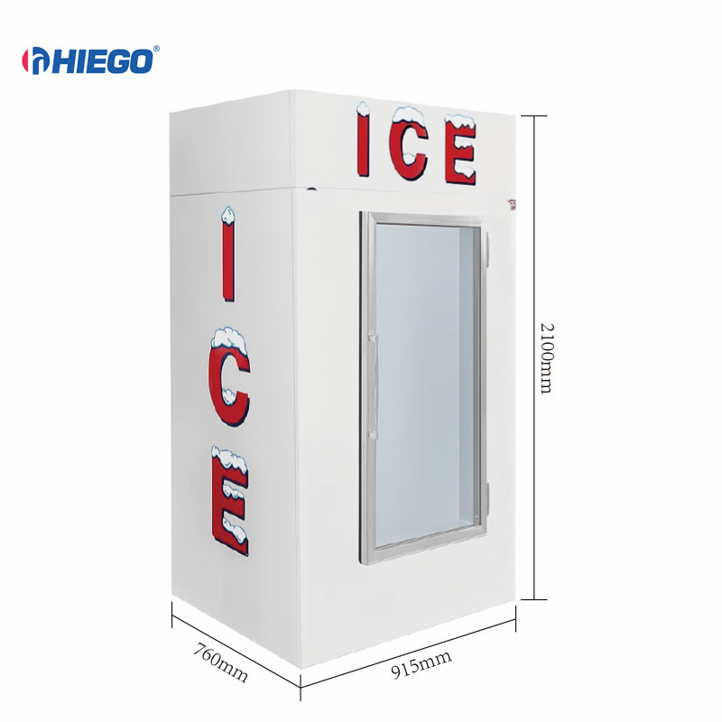 Door Ice Storage Merchandiser Bags Ice Freezer Cabinet Single Glass Wheel / Stainless Steel Leg Freezers,display Cooler 300L CE