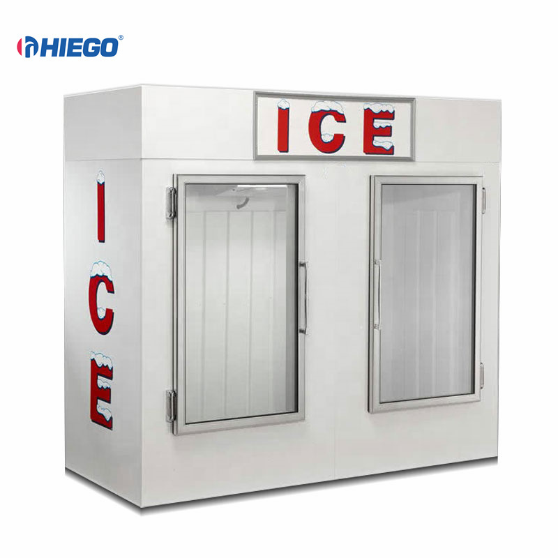 Solid Aluminium Alloy Double Doors Large Bagged Ice Storage Bin Outdoor Commercial Ice Merchandiser Freezers