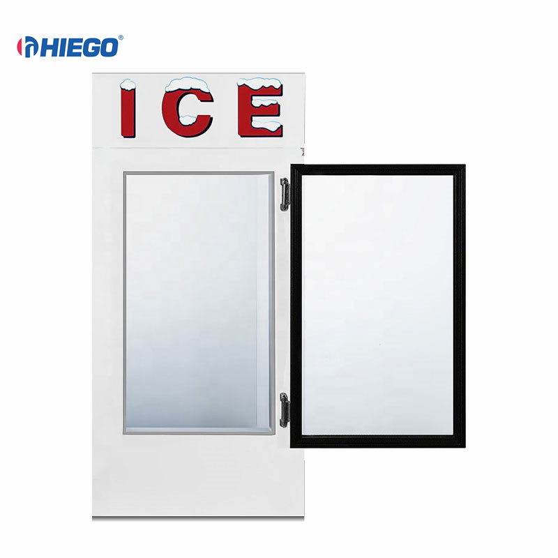 Door Ice Storage Merchandiser Bags Ice Freezer Cabinet Single Glass Wheel / Stainless Steel Leg Freezers,display Cooler 300L CE