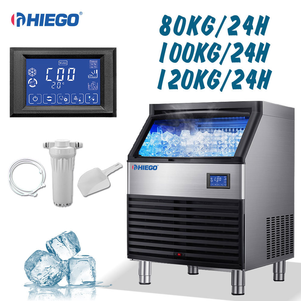 Commercial Auto cube ice making machine 80kg/24Hrs under counter ice makers for kitchen equipment