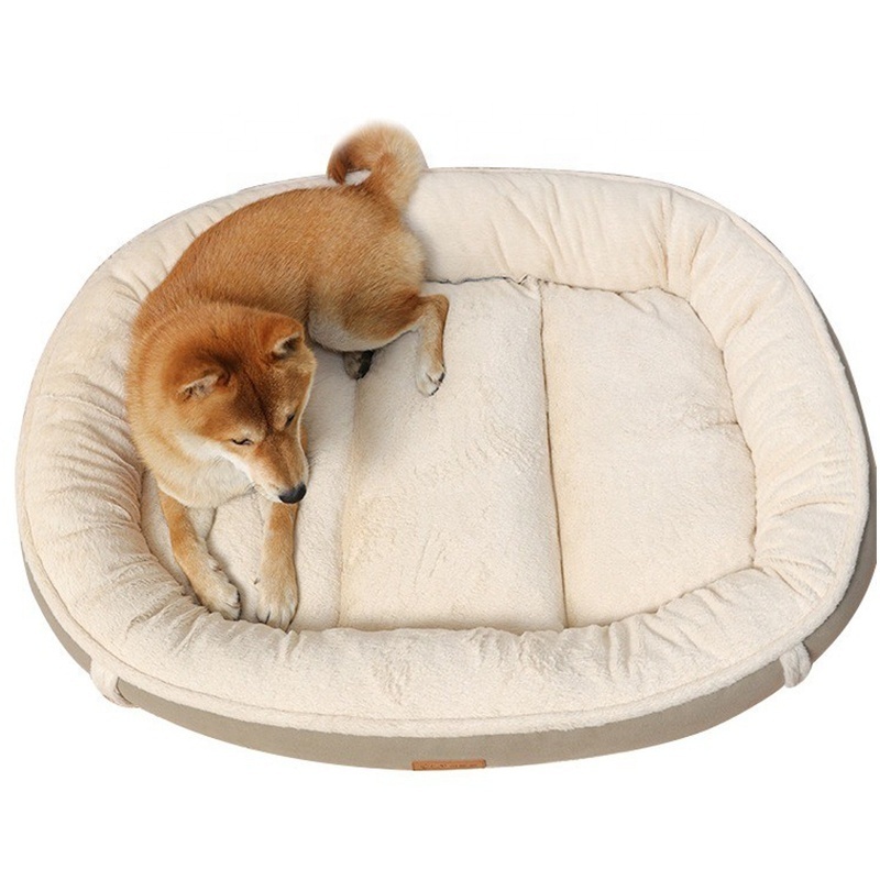 Anjuny Nice Quality Long Plush Cute Oval Pet Bed Cat Bed Warm Pet House Kitten Cave Cushion For Cats And Small Dogs