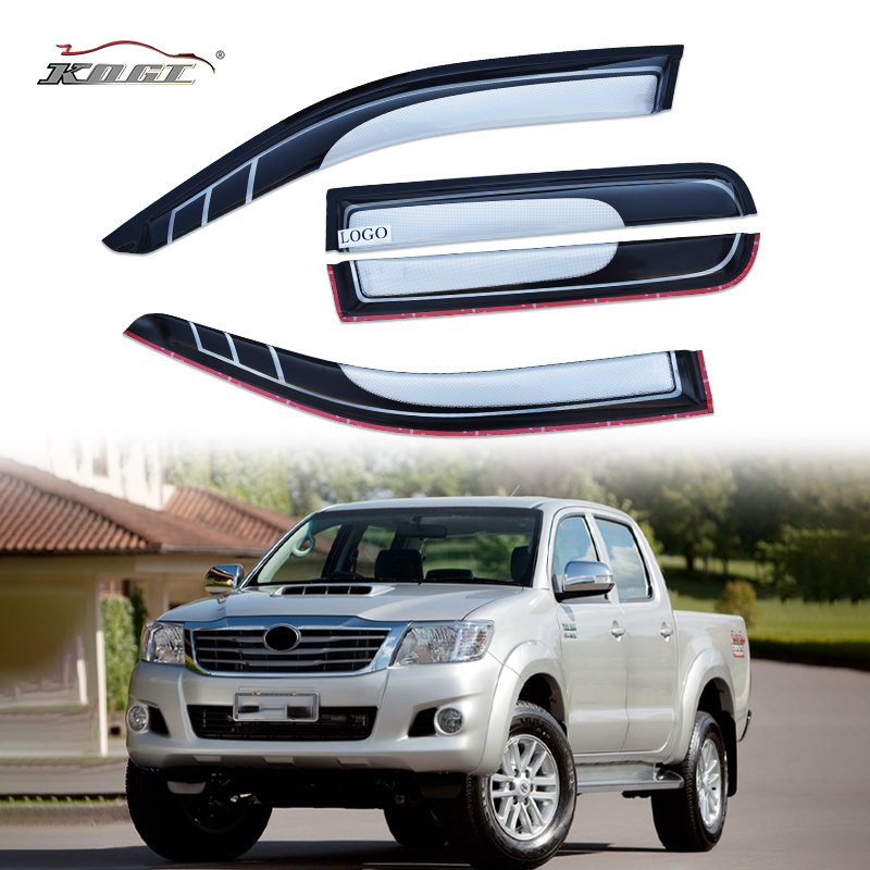 Hot Selling High Quality Exterior Accessories Window Visor Car Door Visor for Toyota HILUX  VIGO 08 PMMA Rain Protection easily