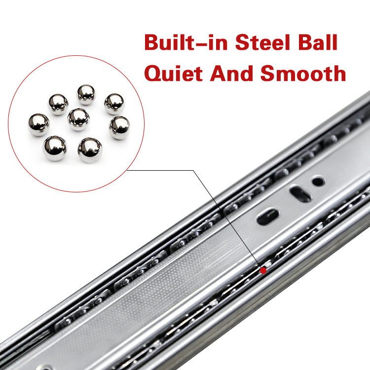 16 Inch 3 Fold Full Extension Heavy Duty Telescopic Cabinet Rail Ball Bearing Drawer Slide